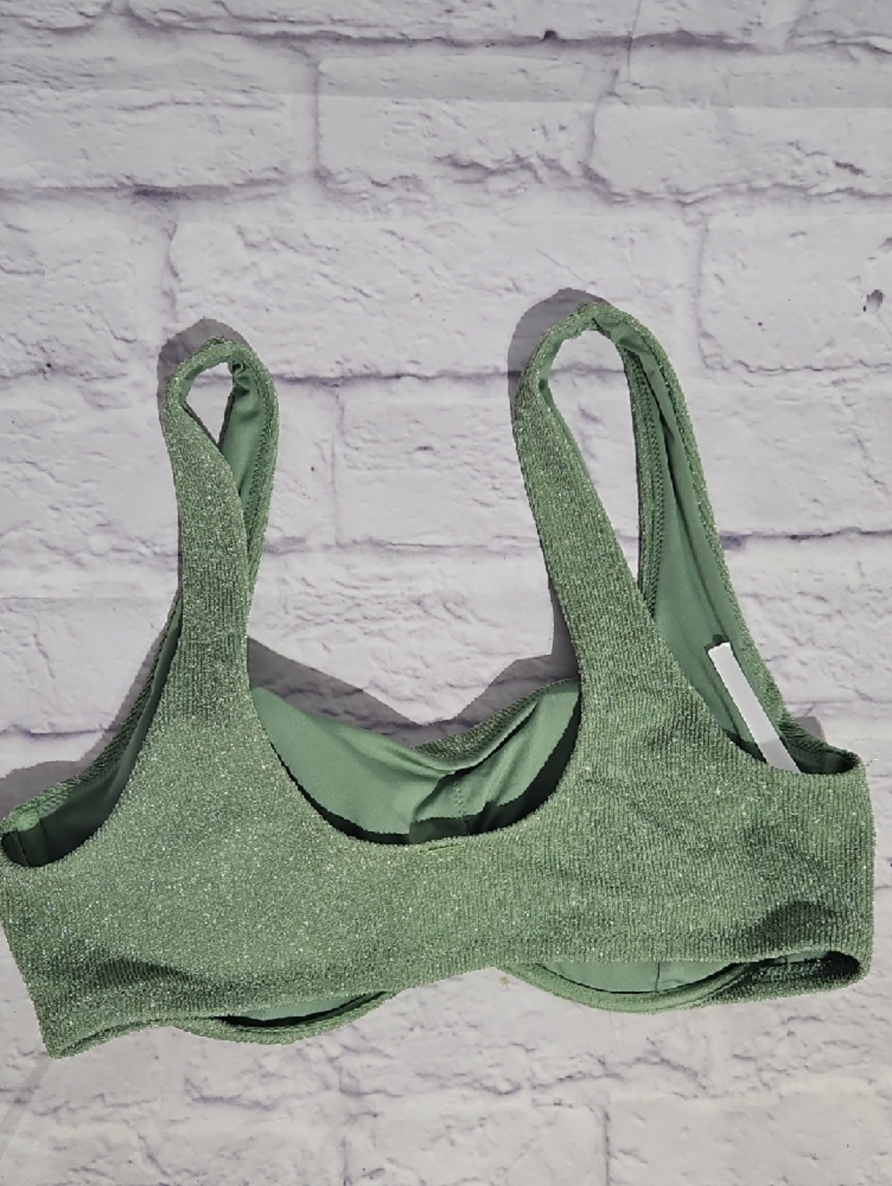 PINK Victoria's Secret Shimmery Sage Green Underwire Bikini Top - Picture 3 of 5